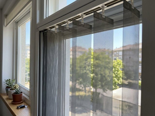 Ventanas protegidas con mosquiteras Bandalux a medida para ventanas en Pontevedra